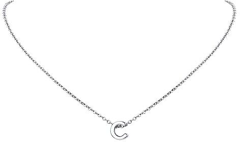 FindChic Collana donna lettera C collana monogramma in acciaio inossidabile platino per donna Collana acciaio inossidabile donna Collana iniziale C