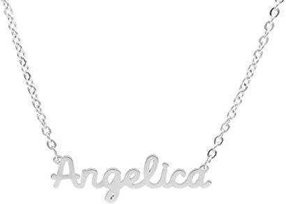 Magic In The Moonlight Collana NOME donna in acciaio 316L   ciondolo con nome personalizzato   fatte a mano, Made in Italy, ACCIAIO   ANGELICA