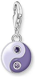 THOMAS SABO Ciondolo a forma di Yin & Yang in argento sterling 925 di alta qualità, decorato con zirconi viola, dimensioni: 23 x 10 mm, 1918-041-13, misura unica, Argento sterling, Zirconia cubica