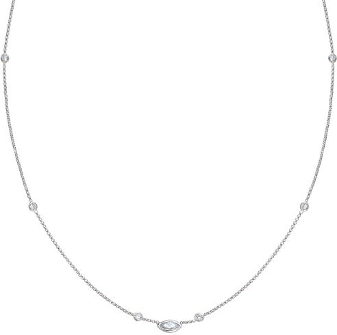 Nomination Collana Donna Collezione Bella Chiusura a Moschettone Argento 925 e Cubic Zirconia a Forma di Navette – Made in Italy 42-46 cm