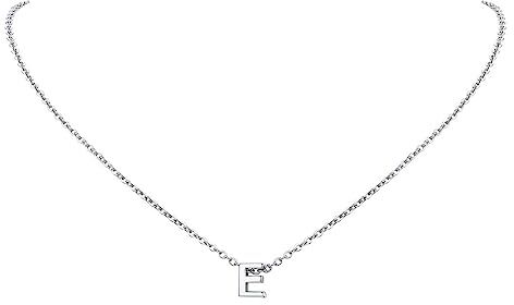 FindChic Collana donna lettera E collana monogramma in acciaio inossidabile platino per donna Collana acciaio inossidabile donna Collana iniziale E