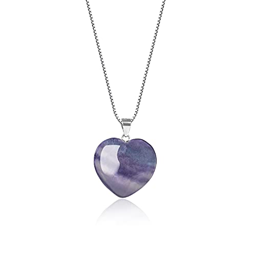 COAI Collana da Donna in Argento Sterling con Ciondolo Cuore in Fluorite