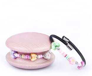 Too Late Bracciale Donna, Bracciale Macaron Funny Mignon 1 Giro, Bracciale Charm, Bracciale Caucciù Made in Italy (buttblack)