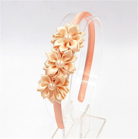 AMPUTEE Fascia carina Accessori for capelli con fiori Bellissima fascia Fascia for capelli da principessa Tiara (Color : Beige)