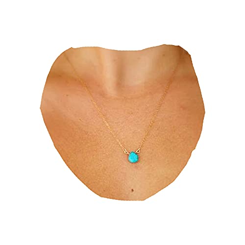 Yheakne Collana Boho Turchese Girocollo Collana con ciondolo in pietra preziosa dorata Collana con catena minimalista vintage Gioielli per donne e ragazze adolescenti (oro 1)