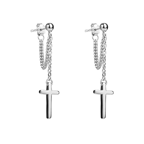 Clyhon Croce Orecchini A Goccia In Argento Sterling 925 Catena A Goccia Donna Uomo Punk Palla Orecchini Con Perno Gioielli Ipoallergenici