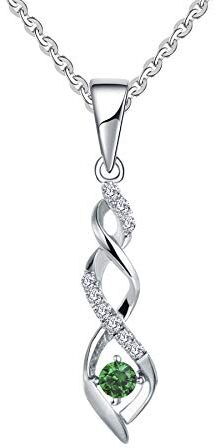 JO WISDOM Collana di Infinito Argento 925 Donna,Ciondolo con Catena Zirconia cubica 3A Può Birthstone Colore Smeraldo