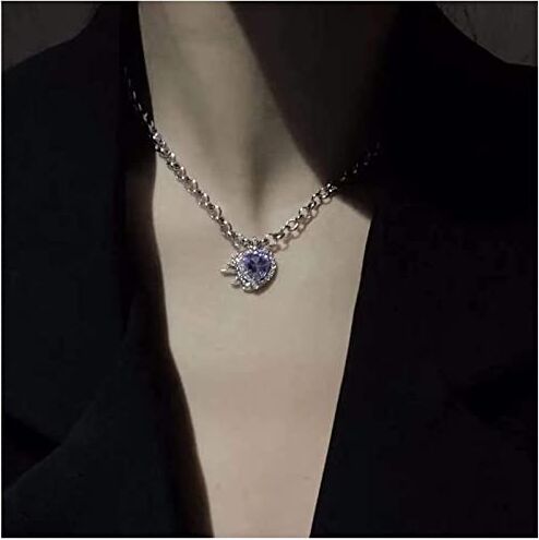 Dervivea Bohemia Cristallo Cuore Ciondolo Collana Choker Argento Aureola Cuore Catena Collana Gemma Cuore Amore Collana Ametista Cuore Collana Catena Gioielli Per Le Donne E Le Ragazze