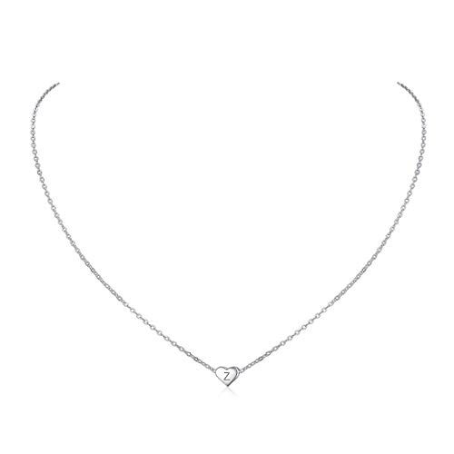 ChicSilver Collana Donna Argento 925 con Lettera Z, Collana con Ciondolo Cuore Iniziali, Collane Argento Donna Chocker Girocollo con Confezione Regalo