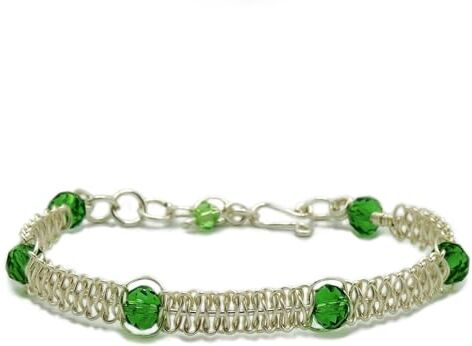 Generic Bracciale donna realizzato a mano con cristalli sfaccettati, bracciali originale d' eleganza unica, regolabile, idea regalo per mamma, amica ragazza. (Verde)