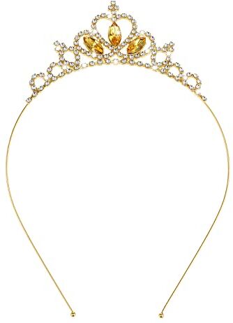 WLLHYF Argento principessa corona cristallo fascia tiara strass fascia per capelli per compleanni Natale decorazione donne ragazze sposa nozze fasce per capelli gioielli (oro)