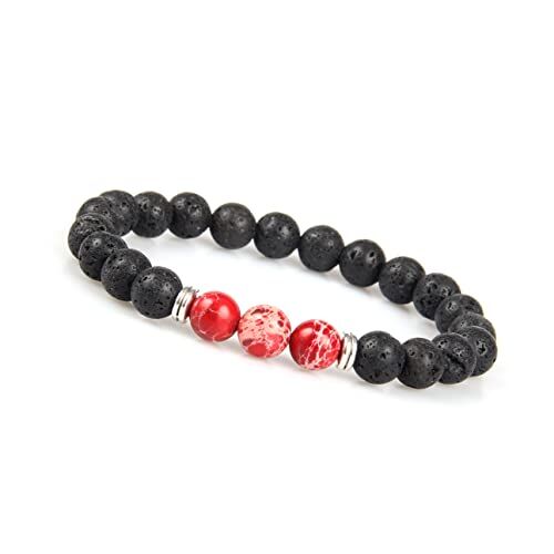 GD GOOD.designs EST. 2015 Bracciale Chakra in pietra lavica per uomo Bracciale in pietra naturale con perle di lava nera I UnisizBude Bracciale Energia Uomo