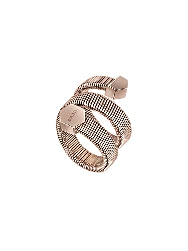 Breil Women's Ring Gleam Collection  Gioielleria Donna Anello per Donna in Acciaio IP Rosa con Finitura Specchiata, Adattabile a Ogni Misura Rosa Dorato