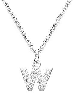 bifriend S925 Argento 26 Lettera Inglese Lettera Collana Di Cristallo Per Le Donne Ragazza Miglior Regalo (W)