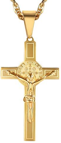 PROSTEEL Collana Crocifisso Uomo Crocefisso Acciaio Inossidabile Oro Placcato Donna Collana Crocifisso Catholic Cross Collana