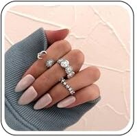 TseenYi Boho Vintage Knuckle Ring Set Anelli Impilabili Argento Stella Luna Sole Knuckle Ring Anello Aperto Gioielli Per Donne E Ragazze (3 Pezzi)