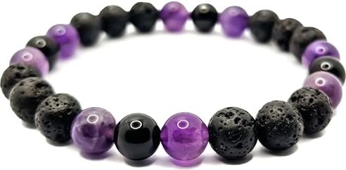 SPILLOX Bracciale Trio Uomo Donna Elastico Da Vere Pietre Preziose Naturali Da 8mm Reiki Idea Regalo Primavera Originale Diffusore Di Energia Guarigione Equilibrio (TRIO AMETISTA)