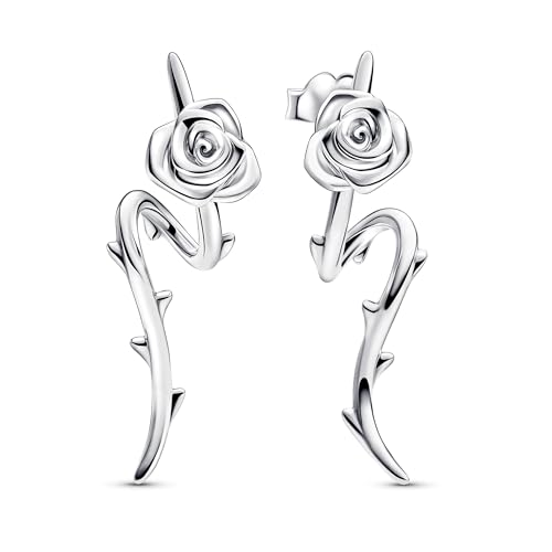 PANDORA Orecchini a bottone Moments a forma di rosa in argento Sterling