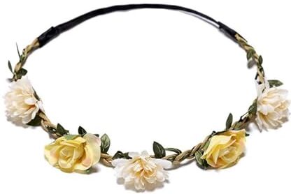 AMPUTEE Ghirlanda da sposa for donna, fascia floreale, ciondolo, diadema di fiori, festa, ghirlanda nuziale, ghirlanda da principessa, tiara for ragazze (Color : Yellow-B)