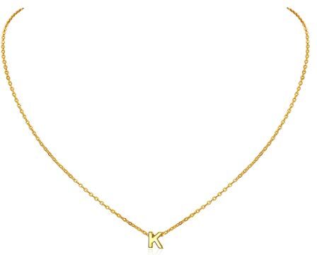 ChicSilver Collana Argento Donna 925 Collana Lettera K Collane Placcato Oro in Argento con Iniziale K con Confezione Regalo