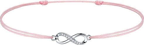 J.Endéar Infinito Cavigliera Argento 925 Corda In Filigrana Fatta A Mano Cavigliera Regolabile 34 Cm Per Donne Ragazze Amore Regalo Di Amicizia, Rosa