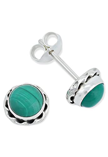 mantraroma Orecchini a perno argento 925 con pietre preziose malachite pietra verde Orecchini in argento sterling da donna in vero argento ()