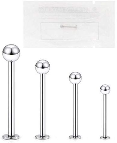 WARRIOR Piercing STERILE Labret per Labro Trago Helix Cartilagine Orecchio Stud in Acciaio Chirurgico 316L 16G(1,2mm) Pallina da 3mm Body Piercing Gioielli (10)