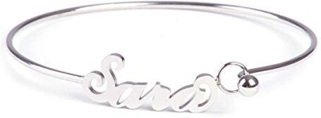 Colours & Beauty Bracciale Donna Acciaio Inossidabile Con Nome Sara   Bracciale A Manetta Con Nome Personalizzato   Gioielli Con Nome: Braccialetto Rigido In Acciaio Inox