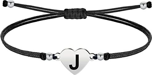 cotigo Bracciale lettera iniziale J cordino in acciaio cerato Bracciale donna o uomo con iniziale nome Bracciale con lettera incisa