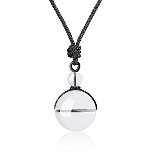 COAI Pendente Sfera in Cristallo di Quarzo, Collana Pendente Unisex Bilanciamento Reiki in Pietre Mala con Laccio Regolabile