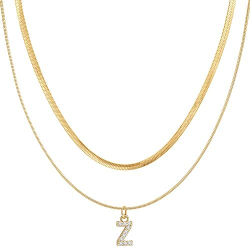 Joo&Rind Collana Donna Oro iniziali A to Z doppio strato Collane Acciaio inossidabile collana nome personalizzabile delicata lettera Donna Gioielli Regalo