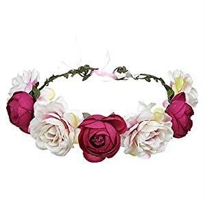 BYNYXI Corona di fiori da donna, per matrimonio, corona regolabile, con fiori, corona per capelli, per comunione, ragazze, fiori, corona per capelli per feste, matrimoni