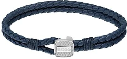 Boss Jewelry Braccialetto In Pelle da Uomo Collezione Seal Blu - 1580293