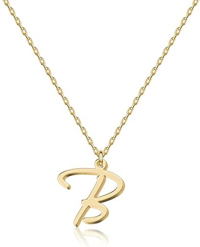 UMAGICBOX Collana con iniziale "B" in oro 18 carati Gioiello personalizzato con lettera per donne, ciondolo artigianale in acciaio inossidabile, regalo per anniversario, compleanno, Natale, Festa della mamma