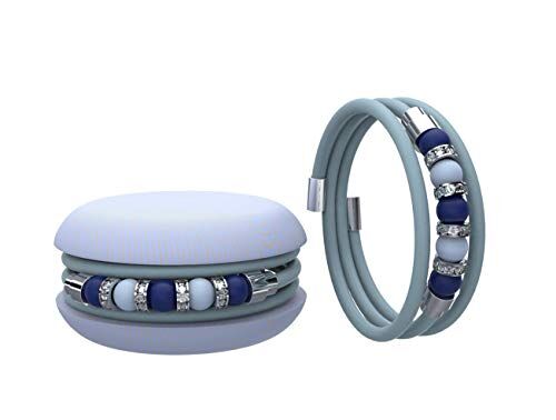 Too Late Macaron TOOLATE Bracciale Donna, Bracciale Charm Macaron in Caucciù con Perle Colorate e Strass, Made in Italy