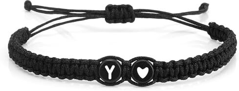 GuardiaTech Bracciale con Lettera per Fidanzato Fidanzate Coppie, Bracciale con Iniziale, Bracciale Unisex, Bracciale Donna Personalizzato Uomo, Bracciale Lettera, Bracciale Fatto a Mano con Filo Intrecciato-Y