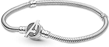 Pandora, Pandora Moments Marvel The Avengers Logo Clasp Snake Chain Braccialetto, Taglia 16