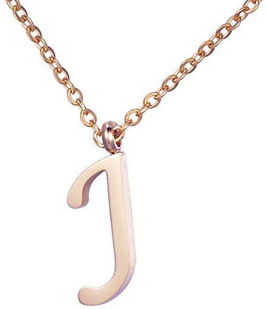 Morella Collana da Donna in Acciaio Inox Oro Rosa con Ciondolo Lettera J