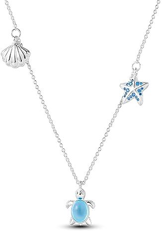 NARMO 925 Collana in Argento Sterling con Cute Sea Turtle Stella di Mare conchiglia Ciondolo Collana per Ragazze Gioielli di Vacanza Regali