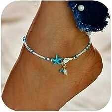 Jovono Bohemia Beach con ciondolo a catena con ciondolo stella marina verde bracciali gioielli per donne e ragazze (argento)