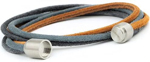 Simaru Bracciale Avvolgente in Vera Pelle per Uomo e Donna con Chiusura Magnetica: Stile ed Eleganza Unisex ((39cm M), Grigio Quito)