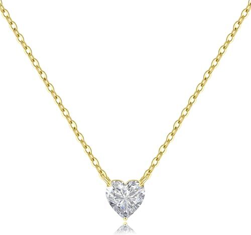 Cosie Lily 14K Placcato in Oro Collana Donna Con Ciondolo Di Diamanti Cuore Collana Regolabile Regali di Gioielli Regalo di Natale per Donna