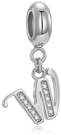 Fantasticharm fits Pandora Bracelet Charm con pendente a forma di lettera dell’alfabeto “A”, in argento Sterling 925 autentico con cristalli. Compatibile con la maggior parte dei braccialetti e delle collane di marche europee Letter W