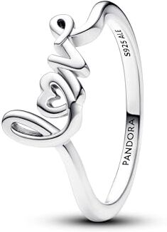 PANDORA Anello Moments con scritta Love in argento Sterling, 50