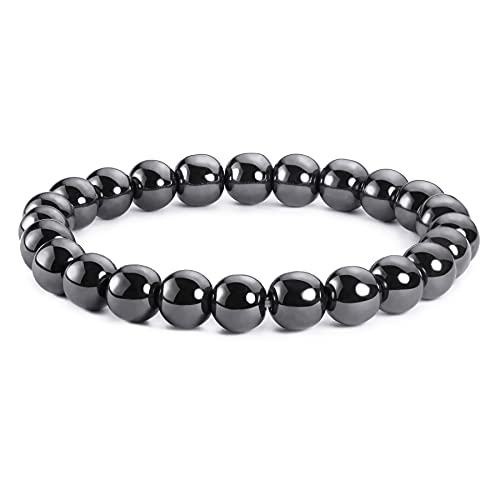 J.Fée Bracciale Ematite, Bracciale Uomo Donna Elastico da Vere 8mm Pietre Preziose Naturali Reiki Regalo Donna Uomo Regalo di Donna Regalo Festa della Mamma