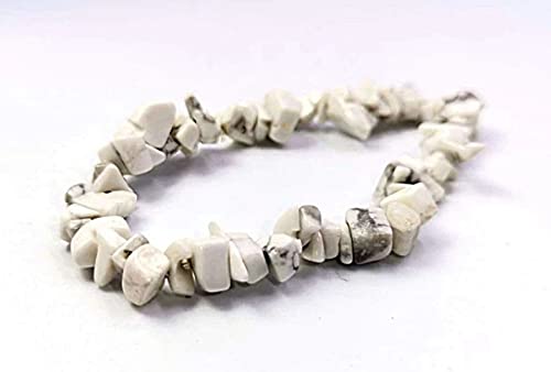 Generico ALCHIMIA Bracciale chip elastico pietre vere naturali HOWLITE BIANCA