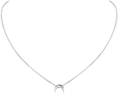 ChicSilver Collana Personalizzata Donna in Argento Sterling 925, Cindolo Luna Piccolo Delicato, Collana Amicizia, Catena Clavicolare, Argento Collane Donna