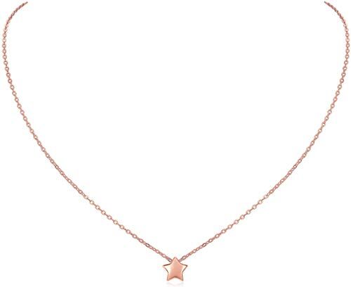 ChicSilver Collana Donna in Argento Sterling 925, Cindolo Stella Stellina Piccolo Delicato, Collana Amicizia, Catena Clavicolare, Oro Rosa Regalo Perfetto