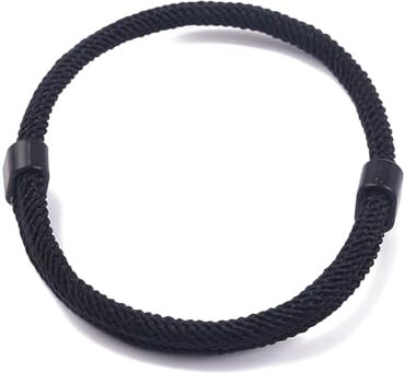 Generic Braccialetto in corda intrecciato a mano regolabile, bracciali colorati uomo donna unisex durevole (Nero)