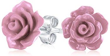 Bling Jewelry Orecchini A Perno In Argento Placcato Con Rosa Intagliata In Rilievo 3D Dai Toni Viola Malva Delicata E Romantica Per Donne Adolescenti E Madri